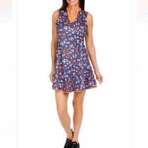 Callaway Blue and Orange Sleeveless V-Neck Sundress